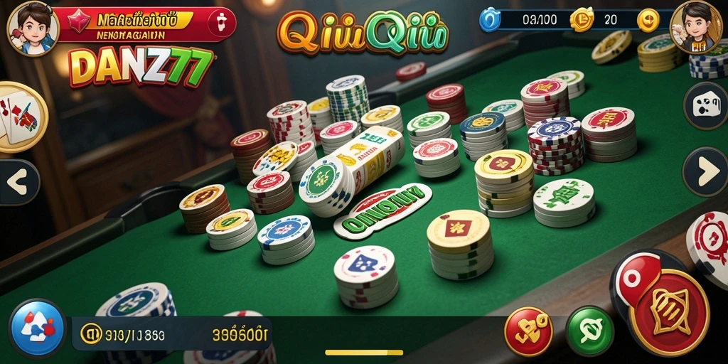 Tampilan gameplay seru bermain QiuQiu di DAN777.