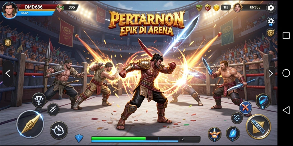 Screenshot DMD686 menunjukkan aksi pertarungan yang intens dan grafis mengesankan.