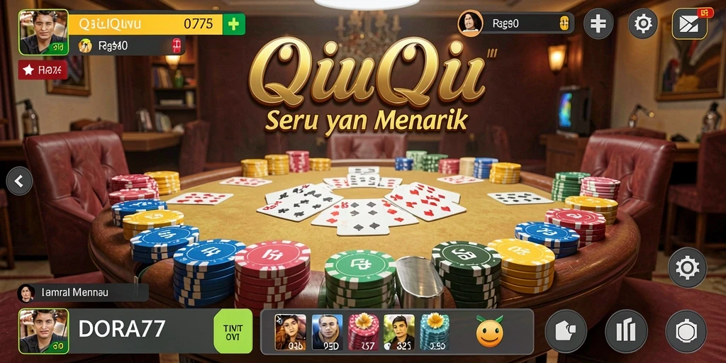 Screenshot DORA77 menampilkan pemain beraksi dalam game QiuQiu.