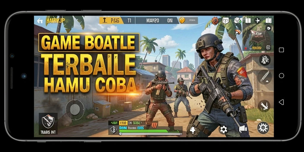 Screenshot utama <strong>HARAPJP</strong> menampilkan pertarungan seru di arena Battle Royale.