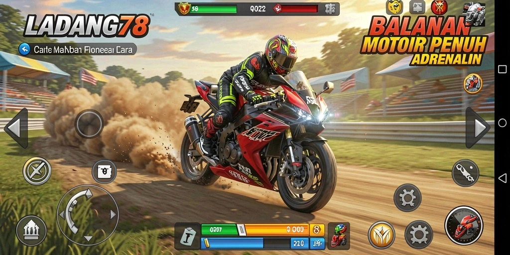 Tampilan menarik dari gameplay balap motor di LADANG78.