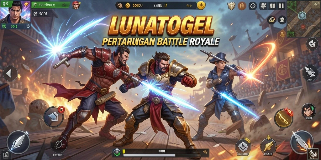Screenshot gameplay seru LUNATOGEL dalam aksi Battle Royale.