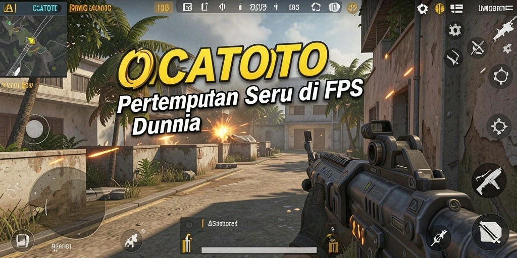 Screenshot OCATOTO menampilkan pertempuran FPS yang mendebarkan.