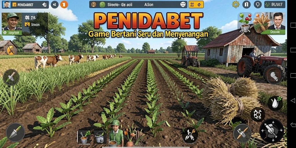 Screenshot PENIDABET menampilkan aksi petani yang sedang merawat tanaman.