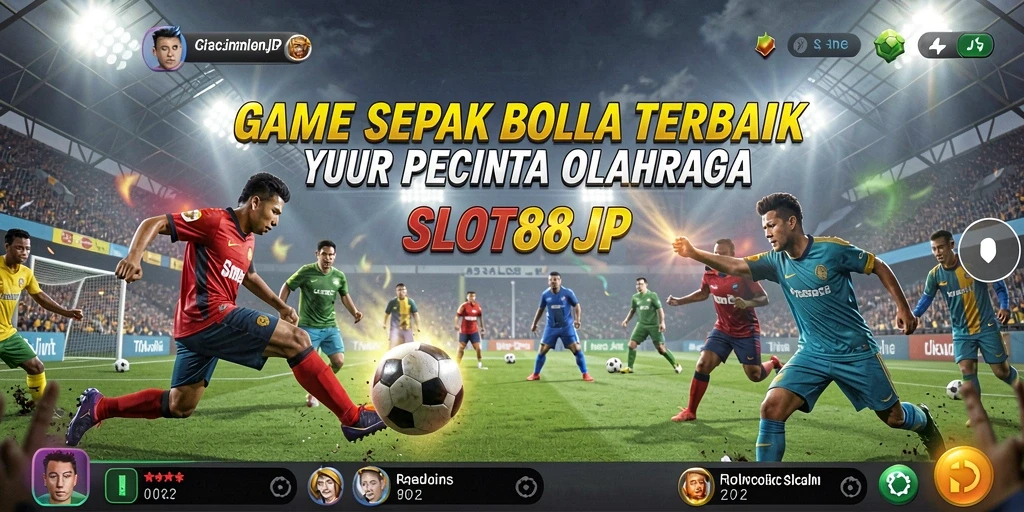 Tampilan gameplay SLOT88JP dengan atmosfer sepak bola yang mendebarkan.